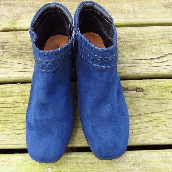 Comfortview Womens 10WW Blue Faux suede Booties unworn - Picture 1 of 8